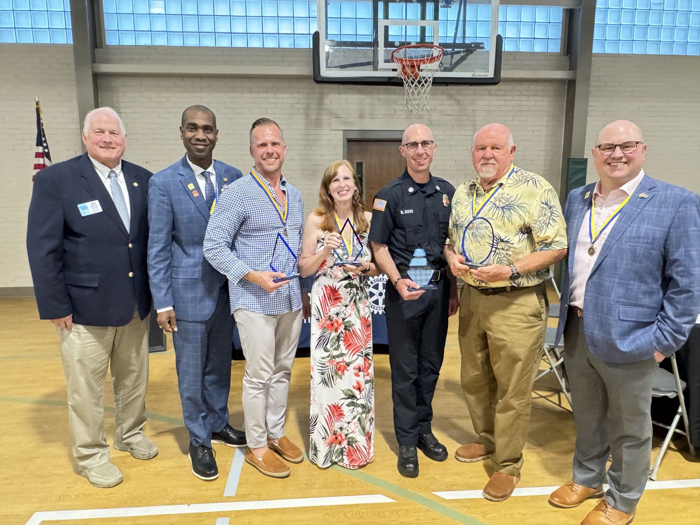 2025-2026 Summerville Rotary Club distinguished member award winners holding their awards