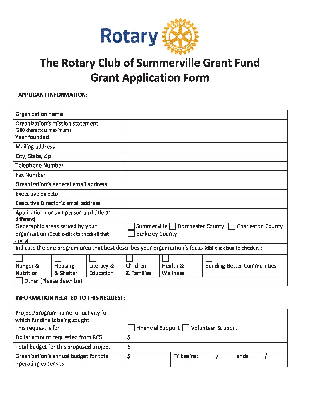 Grant Information Summerville Rotary