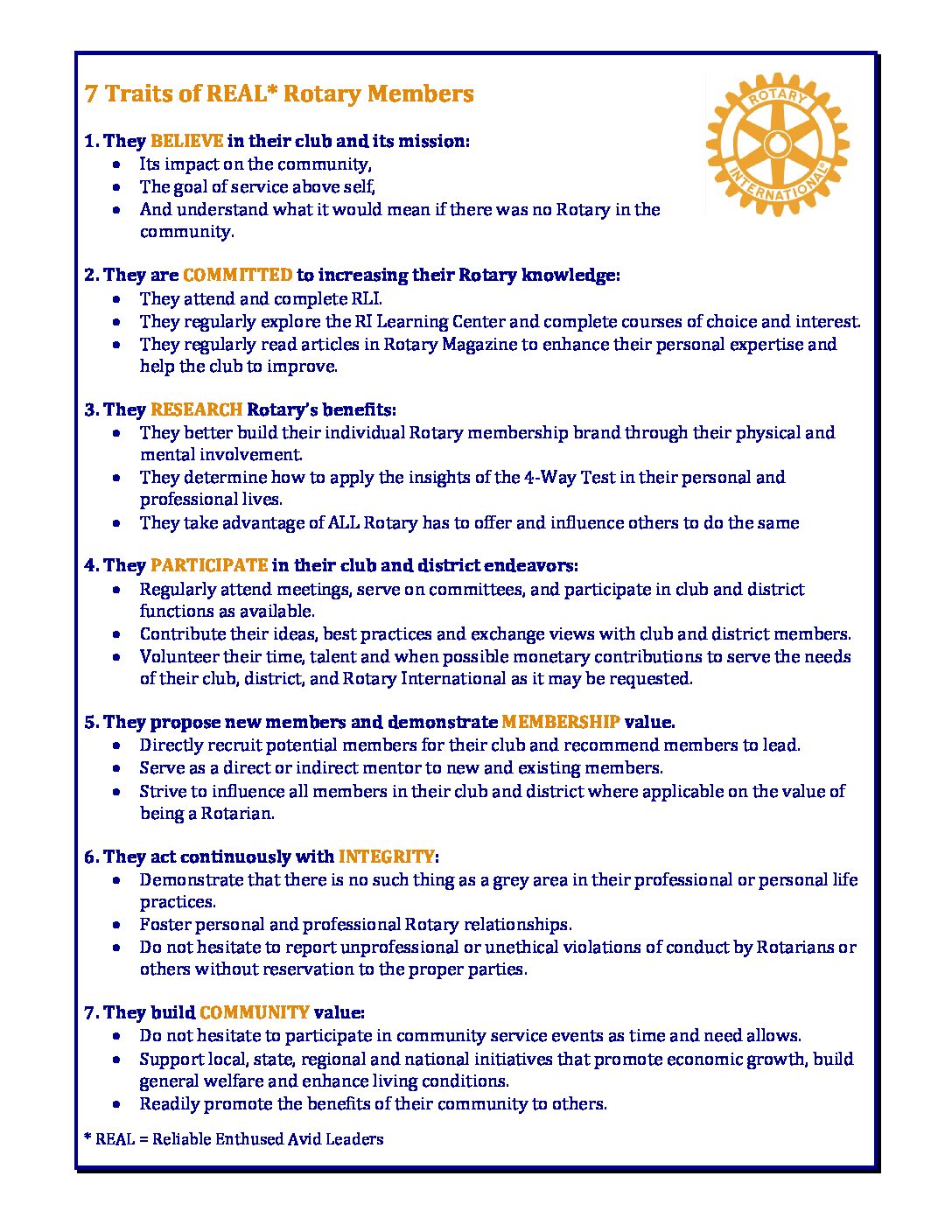 7 traits of a Rotarian